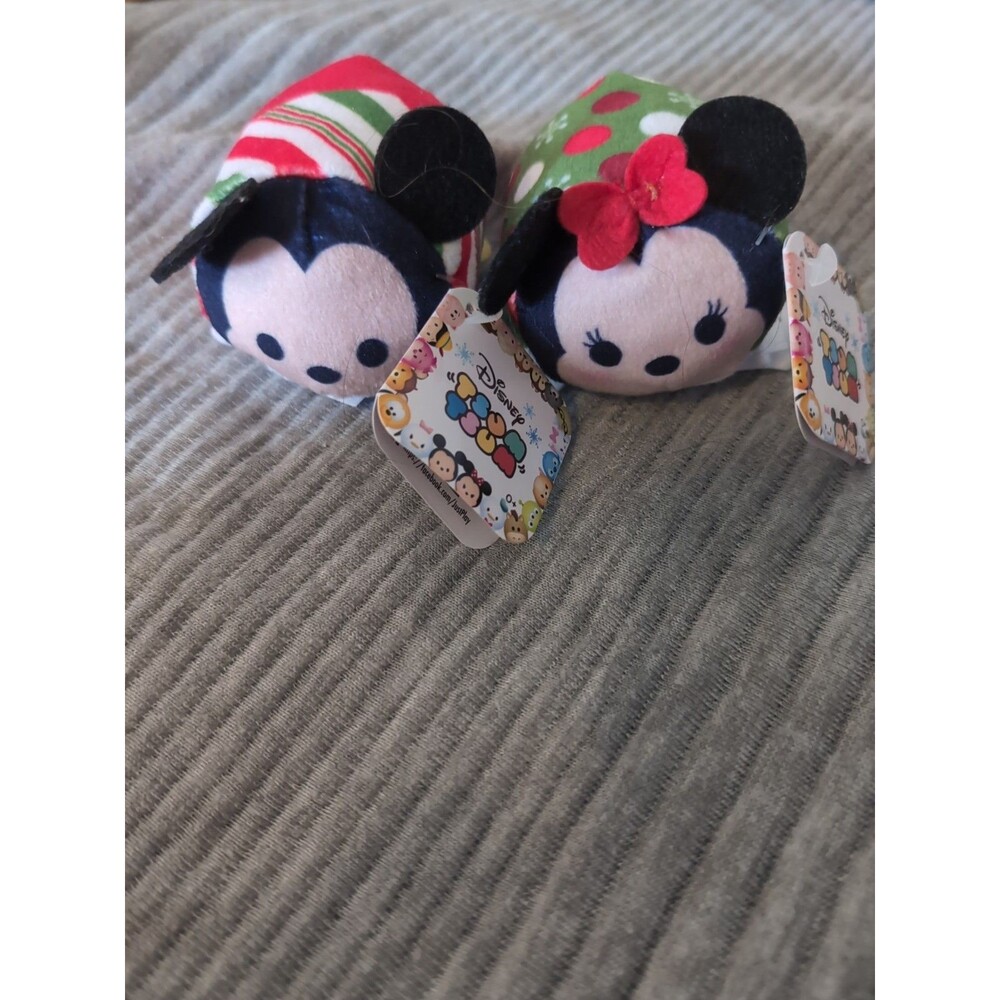 Mickey And Minnie Tsum Tsum Set Christmas 3.5" New With Tags